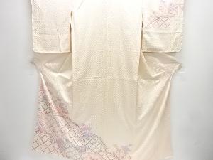 絞り蛇籠に草花模様訪問着